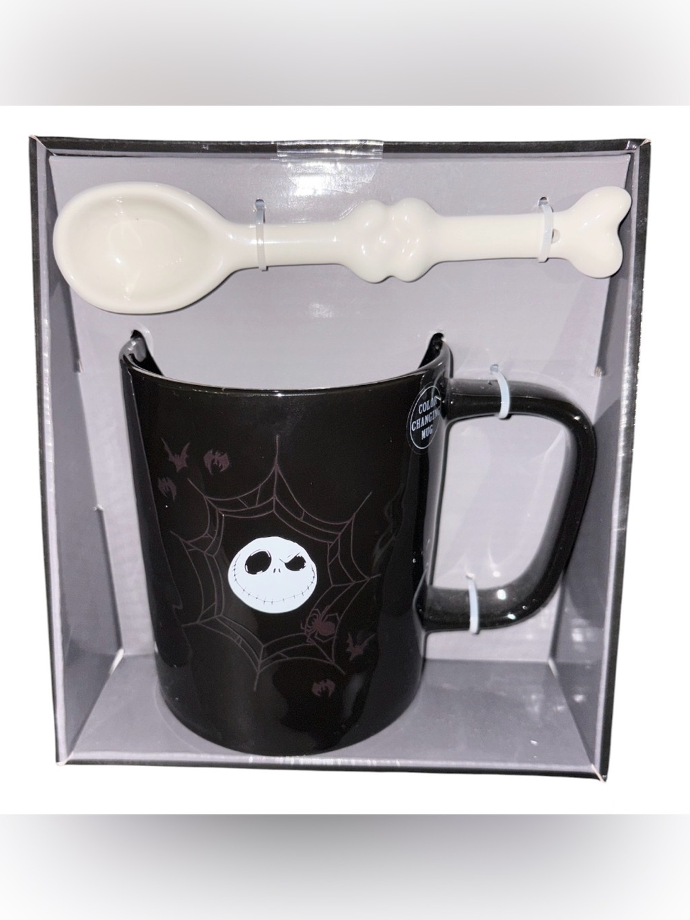 Jack Skellington Spiderweb Heat-Change Mug with White Spoon